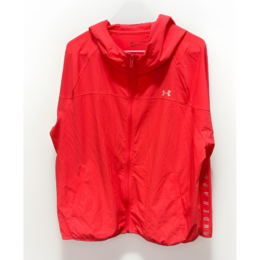 Under Armour Jacket Women's 1X Storm Windbreaker Hooded Neon Pink Full Zip NWT